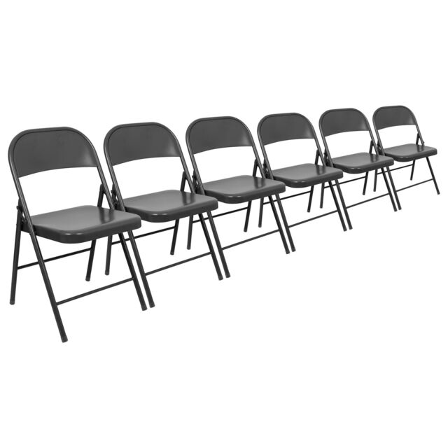 Harbour Housewares Metal Folding Chair - Pack of 6 in Black - image 1