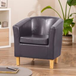 Artemis Home Meriden Vegan Leather Tub Chair in Grey - thumbnail 2