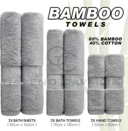 GAVENO CAVAILIA 2 Pack Bamboo Towel in Silver - Size: Bath Sheet - thumbnail 2