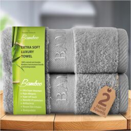 GAVENO CAVAILIA 2 Pack Bamboo Towel in Silver - Size: Bath Sheet - thumbnail 1
