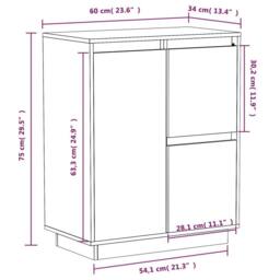 Berkfield Home Sideboard White 60x34x75 cm Solid Wood Pine - Size: 60 x 34 x 75 cm - thumbnail 9