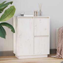 Berkfield Home Sideboard White 60x34x75 cm Solid Wood Pine - Size: 60 x 34 x 75 cm - thumbnail 2