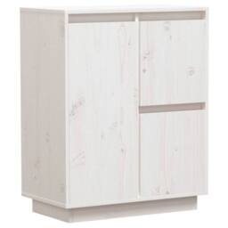 Berkfield Home Sideboard White 60x34x75 cm Solid Wood Pine - Size: 60 x 34 x 75 cm - thumbnail 3