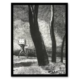 Artery8 The Gambler Charcoal Painting Redon Vintage Framed Wall Art Print in Grey - Size: A4 - thumbnail 1