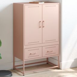 Berkfield Home Highboard Pink 68x39x111.5 cm Steel - thumbnail 1