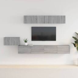 Berkfield Home 5 Piece TV Cabinet Set Grey Sonoma Engineered Wood - thumbnail 2