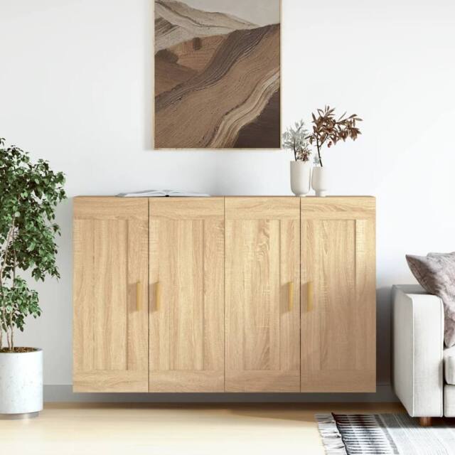 Berkfield Home Wall Mounted Cabinets 2 pcs Sonoma Oak Engineered Wood in Brown - image 1