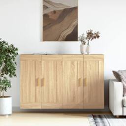 Berkfield Home Wall Mounted Cabinets 2 pcs Sonoma Oak Engineered Wood in Brown - thumbnail 1