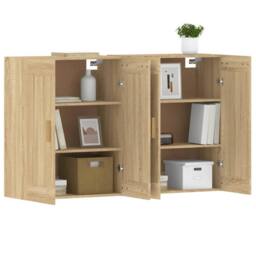 Berkfield Home Wall Mounted Cabinets 2 pcs Sonoma Oak Engineered Wood in Brown - thumbnail 4