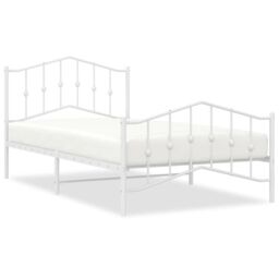 Berkfield Home Metal Bed Frame with Headboard & Footboard White 100x200 cm - thumbnail 2