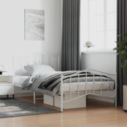 Berkfield Home Metal Bed Frame with Headboard & Footboard White 100x200 cm - thumbnail 1