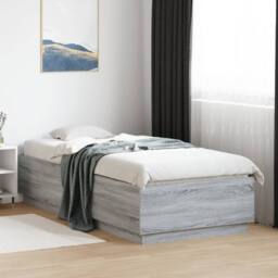 Berkfield Home Durable Bed Frame with LED without Mattress Grey Sonoma 90x200 cm - thumbnail 2