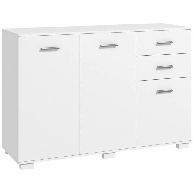HOMCOM Modern Sideboard Kitchen Storage Cabinet with 2 Drawers, White - image 1