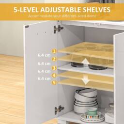 HOMCOM Modern Sideboard Kitchen Storage Cabinet with 2 Drawers, White - thumbnail 5