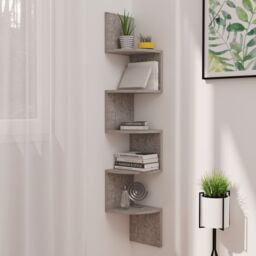 Berkfield Home Wall Corner Shelf Concrete Grey 19x19x123 cm Engineered Wood - Size: 19 x 19 x 123 cm