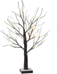 Almineez 2FT Christmas Snowy Twig Tree Mini Birch Twig Tree 24 LED Light in Brown - thumbnail 2