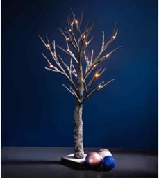 Almineez 2FT Christmas Snowy Twig Tree Mini Birch Twig Tree 24 LED Light in Brown - thumbnail 4