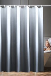 Neel Blue Gradient Colour Bathroom Shower Curtain with 12 Hooks, Mould & Mildew Resistant in Grey - Size: 180 cm width x 180 cm drop - thumbnail 6