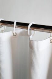 Neel Blue Gradient Colour Bathroom Shower Curtain with 12 Hooks, Mould & Mildew Resistant in Grey - Size: 180 cm width x 180 cm drop - thumbnail 4