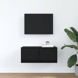 Berkfield Home TV Cabinet Black Oak 60x31x25.5 cm Engineered Wood - thumbnail 1