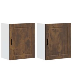 Berkfield Home Kitchen Wall Cabinets 2 pcs¬†Porto Smoked Oak Engineered Wood in Black - thumbnail 2