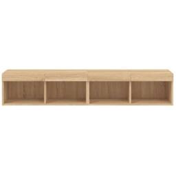 Berkfield Home TV Cabinets with LED Lights 2 pcs Sonoma Oak 80x30x30 cm in Light Brown - Size: 80 x 30 x 30 cm - thumbnail 8