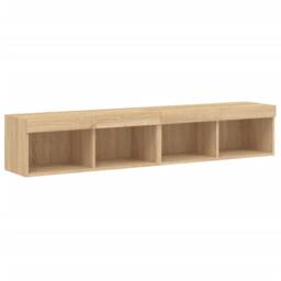 Berkfield Home TV Cabinets with LED Lights 2 pcs Sonoma Oak 80x30x30 cm in Light Brown - Size: 80 x 30 x 30 cm - thumbnail 7