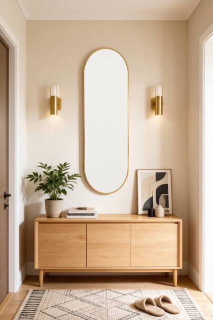 Garden Sanctuary Modern Oval Metal Full Length Wall Mirror Gold - image 1