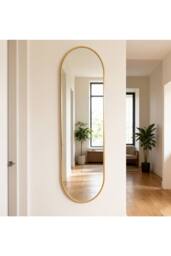 Garden Sanctuary Modern Oval Metal Full Length Wall Mirror Gold - thumbnail 2