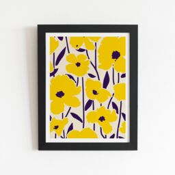 "Warren Reed - Designer Vintage Tropical Flowers Framed Art Print in Black - Size: W8"" x H10""" - thumbnail 1