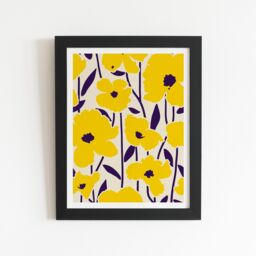 "Warren Reed - Designer Vintage Tropical Flowers Framed Art Print in Black - Size: W8"" x H10""" - thumbnail 2