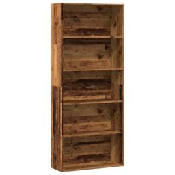 Berkfield Home Book Cabinet Old Wood 80x30x189 cm Engineered Wood in Brown - Size: 80 x 30 x 189 cm - thumbnail 2