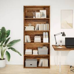 Berkfield Home Book Cabinet Old Wood 80x30x189 cm Engineered Wood in Brown - Size: 80 x 30 x 189 cm - thumbnail 1