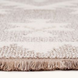 Kukoon Neutral Beige Brown Geometric Scandi Boho Fringed Textured Rug - Size: 160 cm x 230 cm - thumbnail 4