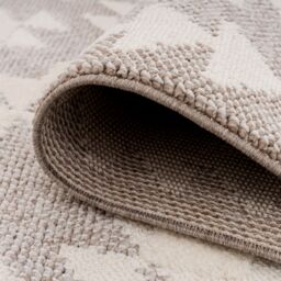 Kukoon Neutral Beige Brown Geometric Scandi Boho Fringed Textured Rug - Size: 160 cm x 230 cm - thumbnail 6
