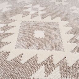 Kukoon Neutral Beige Brown Geometric Scandi Boho Fringed Textured Rug - Size: 160 cm x 230 cm - thumbnail 5
