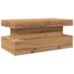 Berkfield Home Coffee Table with LED Lights Artisian Oak 90x50x40 cm in Brown - Size: 90 x 50 x 40 cm - thumbnail 3