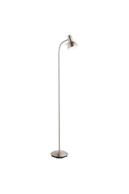 Netlighting Amalfi LED 1 Light Floor Lamp Satin Nickel Gloss White Paint GU10 in Grey