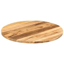 Berkfield Home Table Top √ò 80x1.5 cm Round Solid Wood Rough Mango in Brown - thumbnail 2