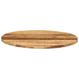 Berkfield Home Table Top √ò 80x1.5 cm Round Solid Wood Rough Mango in Brown - thumbnail 3