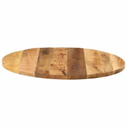 Berkfield Home Table Top √ò 80x1.5 cm Round Solid Wood Rough Mango in Brown - thumbnail 4