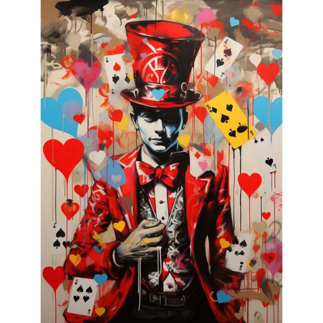 "Artery8 Wall Art Print The King of Hearts Modern Magician Magical Artwork Playing Cards Poster - Size: W24"" x H32""" - image 1