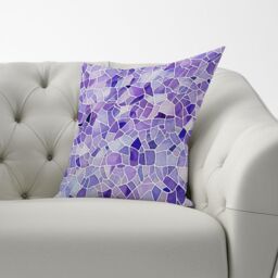 Warren Reed - Designer Purple & White Mosaic Design Cushions - Size: 60 cm x 60 cm - thumbnail 3