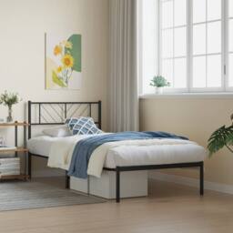 Berkfield Home Metal Bed Frame with Headboard Black 90x200 cm - thumbnail 2