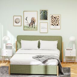 HOMCOM Bedside Tables Set of 2 with 2 Drawers for Bedroom in White - thumbnail 1