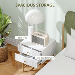 HOMCOM Bedside Tables Set of 2 with 2 Drawers for Bedroom in White - thumbnail 5