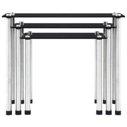Berkfield Home Nesting Tables 3 pcs Black Tempered Glass - thumbnail 3