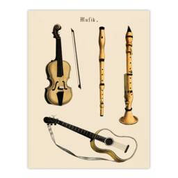 Artery8 Musical Instruments Framed Wall Art Print Violin Guitar & Flutes in Beige - Size: A4 - thumbnail 3