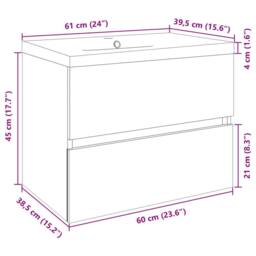 Berkfield Home Durable 2 Piece Bathroom Furniture Set Ceramic & Engineered Wood in Natural - thumbnail 9