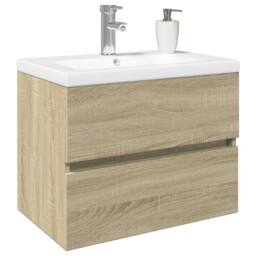 Berkfield Home Durable 2 Piece Bathroom Furniture Set Ceramic & Engineered Wood in Natural
